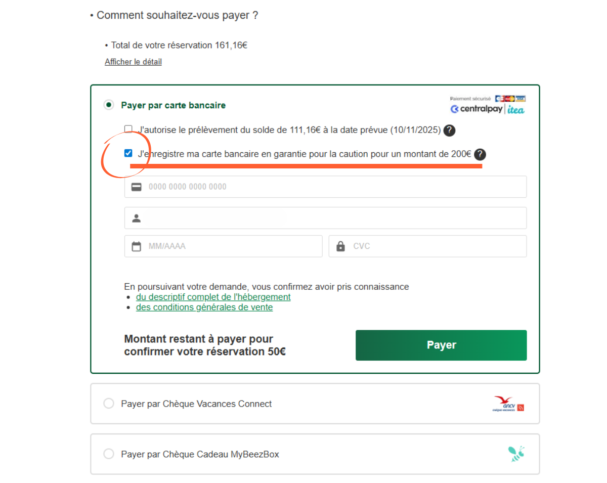 caution empreinte bancaire