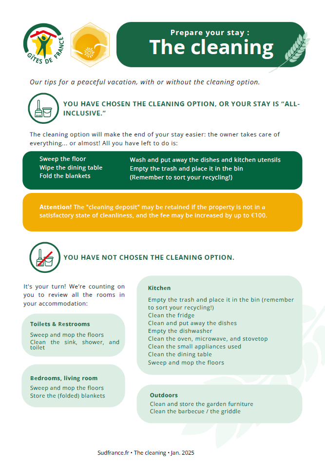 Fiche ménage en anglais